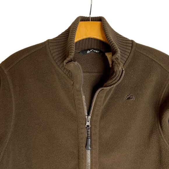 Snozu Women's size Medium Brown Fleece Sweater trim Full Zip Front Jacket - Picture 5 of 10